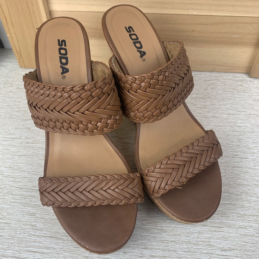 Tan Wedge Sandals